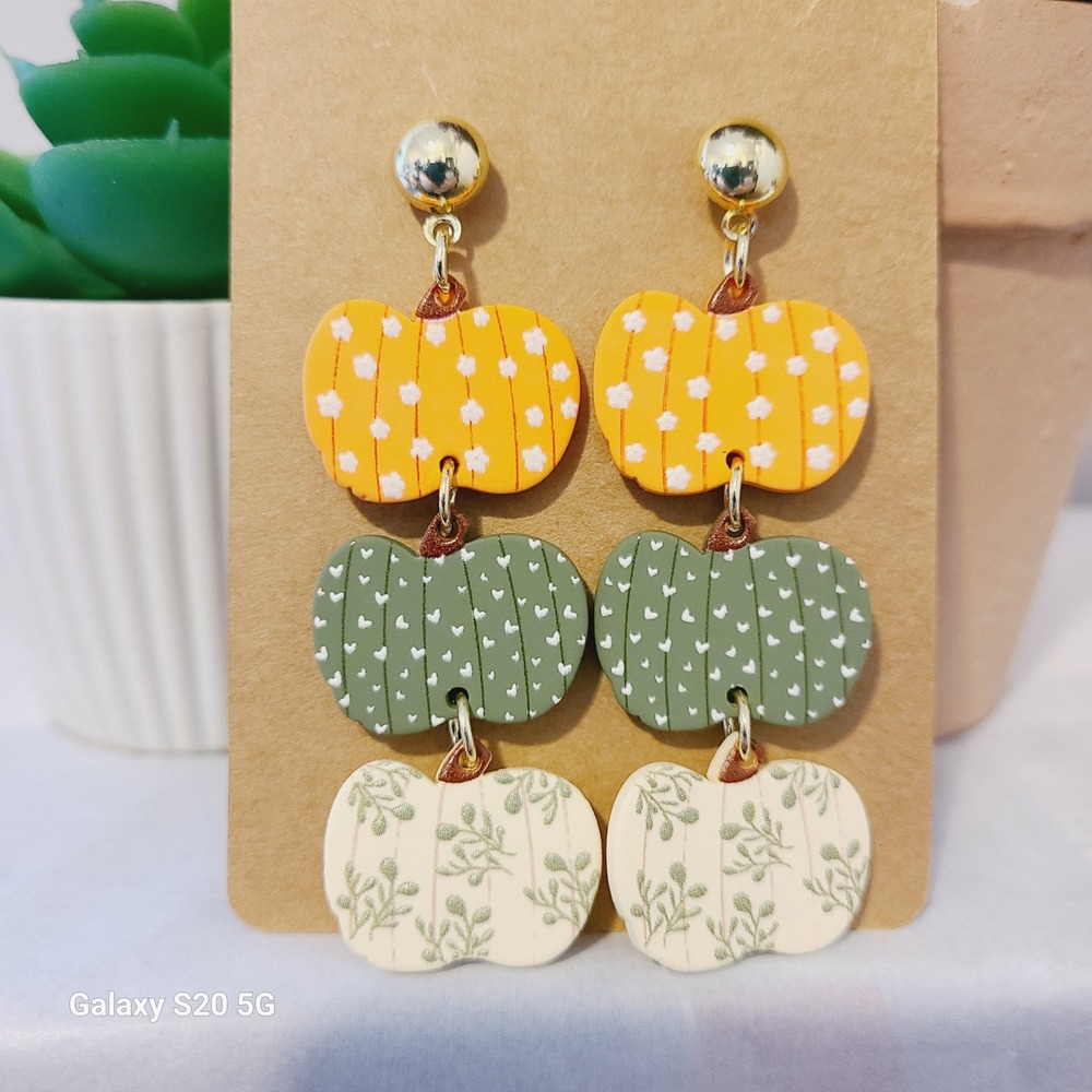 Handmade Pumpkin Dangle Earrings‎ Fall Autumn Harvest Thanksgiving Jewelry NEW